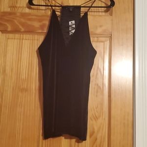 Express Black Velvet Cami Top. V-neckline crisscross design Small NWT